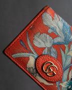 "GUCCI" Botanical pattern double G motif leather bifold wallet