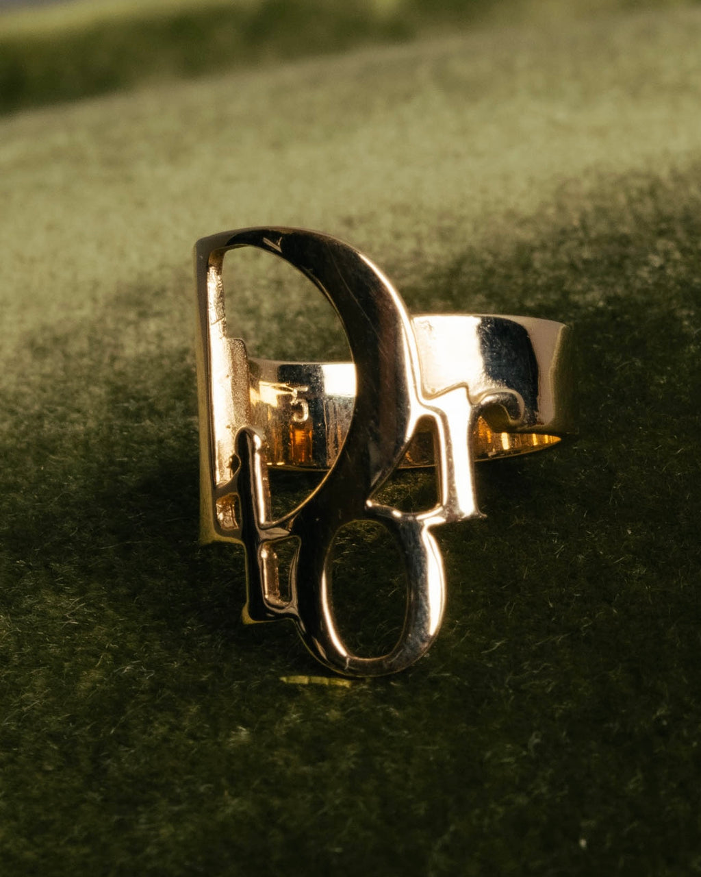 "Christian Dior" 00's Openwork Dior logo gold ring