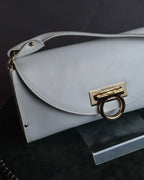 "Salvatore Ferragamo" Gancini motif structured white leather bag