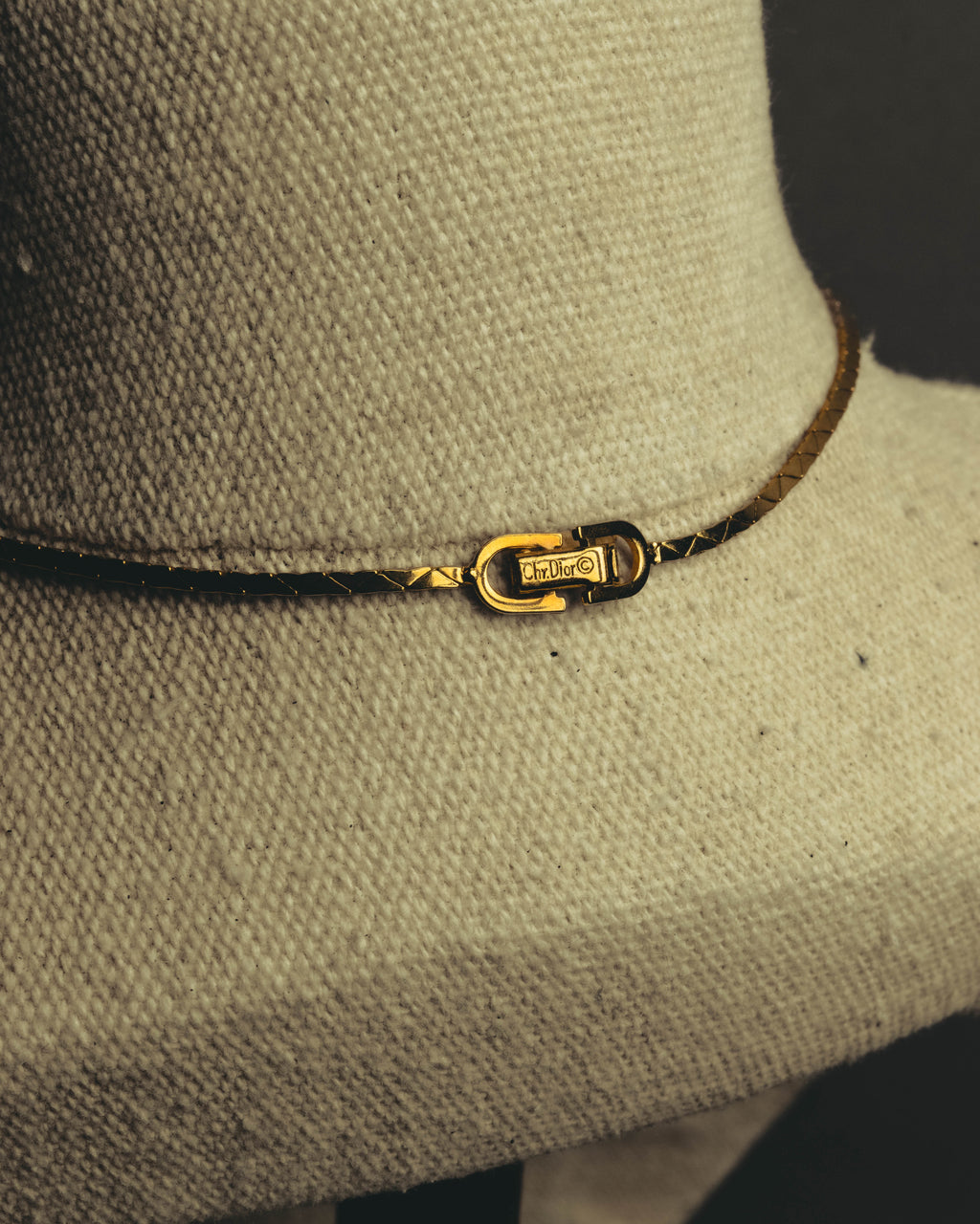 "Christian Dior" 80's-90's Gold tone rhinestone cd lariat necklace