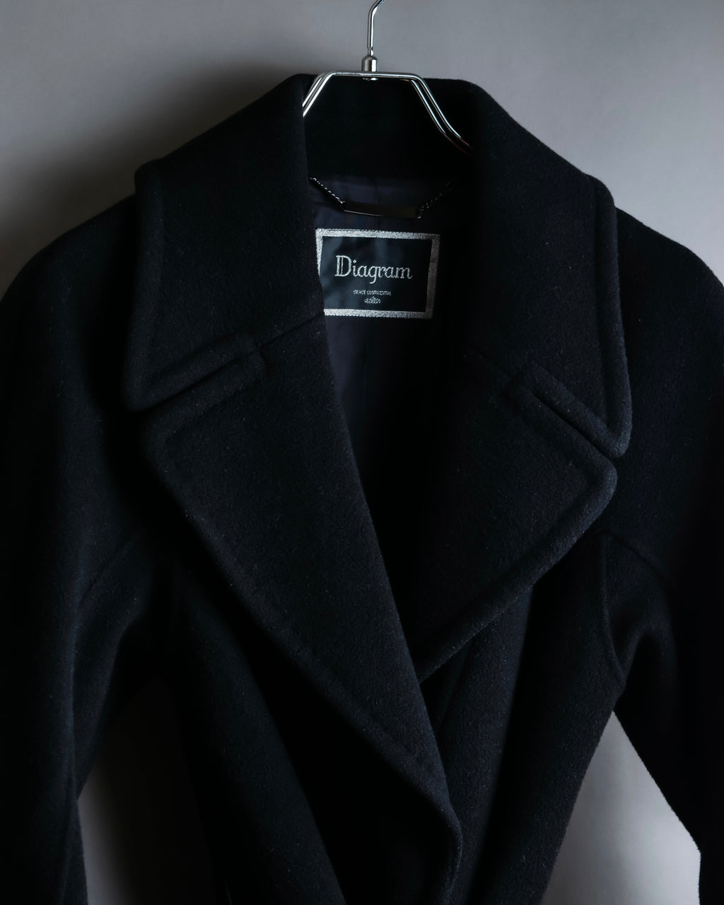 "Vintage large lapel design belted long gown coat"