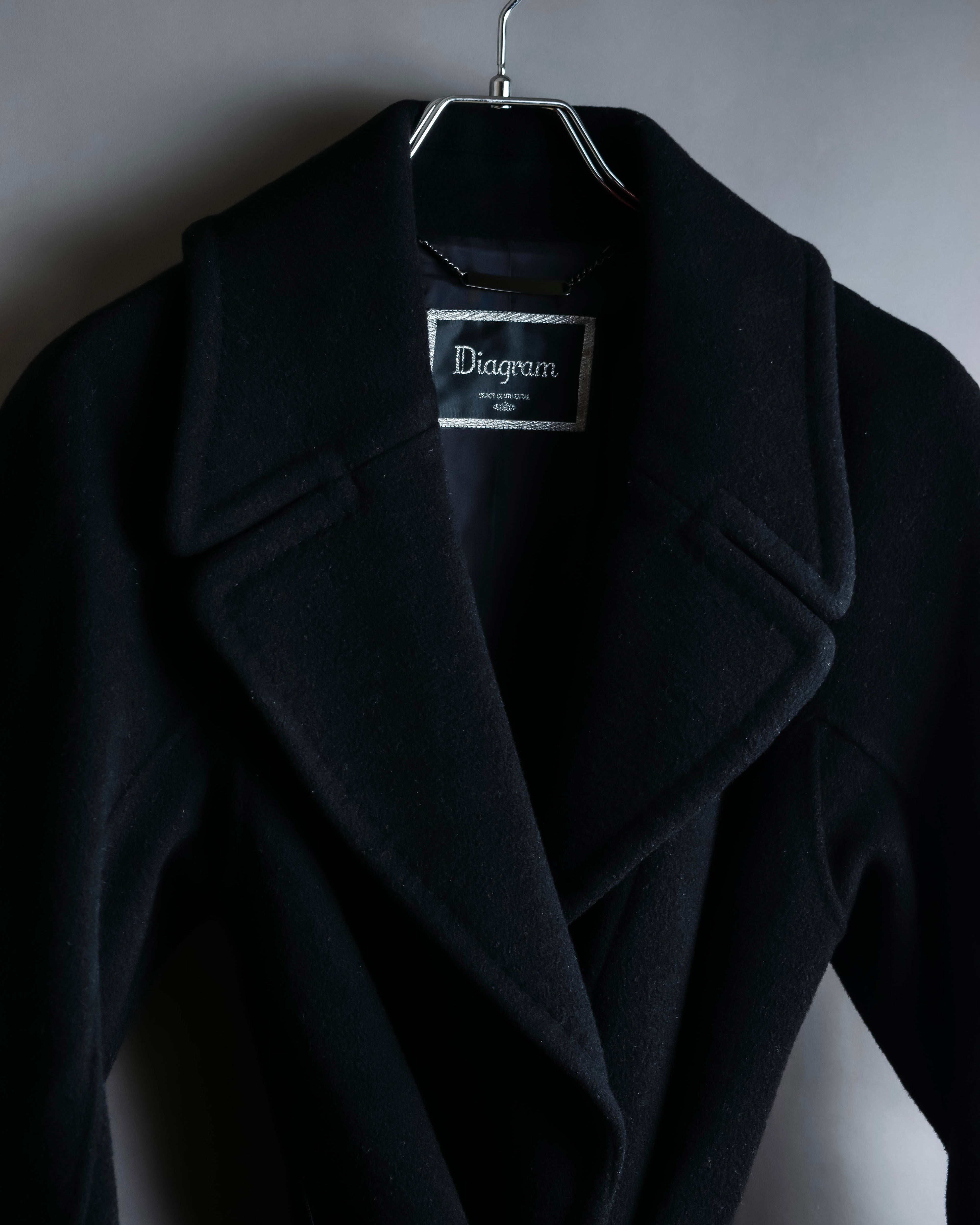 "Vintage large lapel design belted long gown coat"