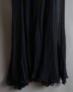 "PRADA" Gathered ribbon design puff sleeve dress