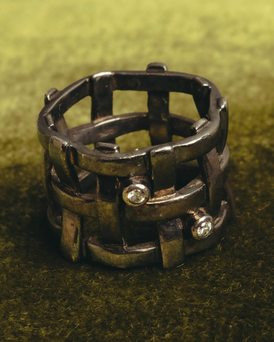 "Jean Paul Gaultier" 90's-00's Sculptural lattice silver ring
