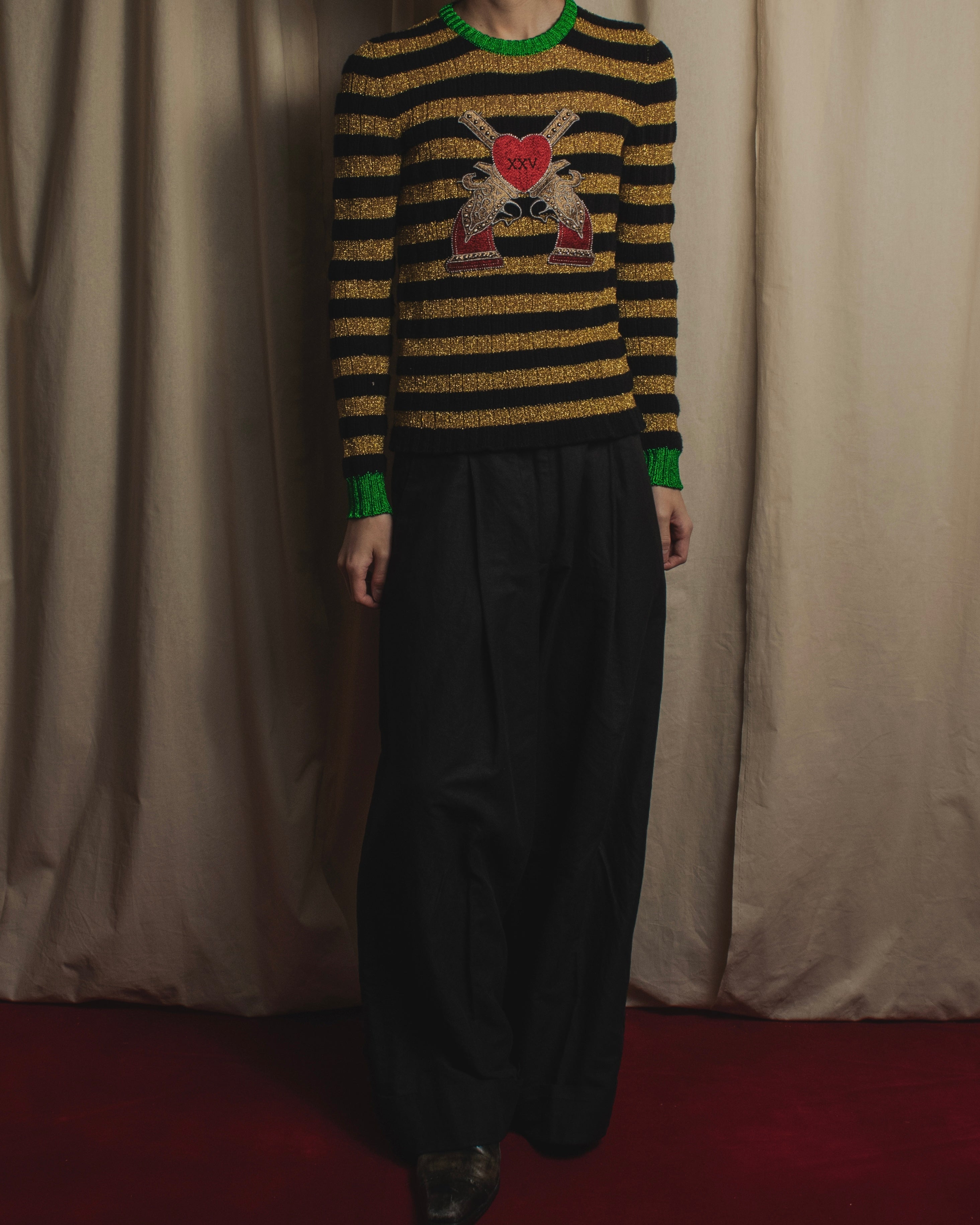 Suéter de punto con emblema de lurex a rayas 17-18aw de GUCCI