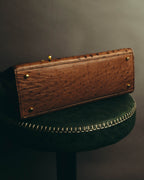 "JARDIN DES SACS" 80's-90's Structured ostrich leather top handle bag