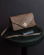 "HERMES" 70's Diamond stitched envelope leather bag