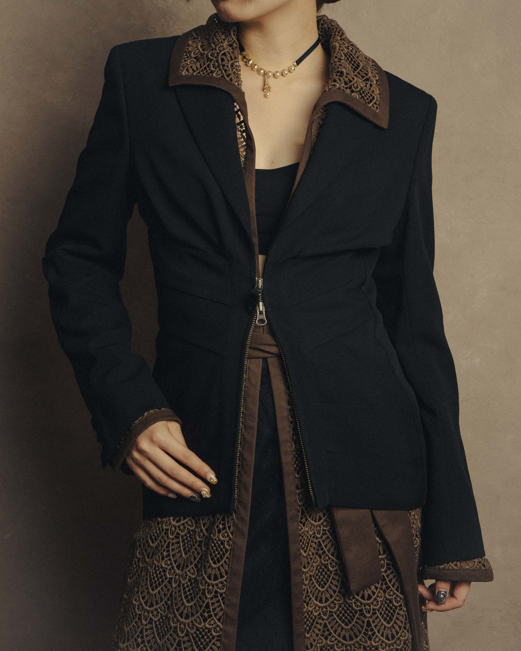 -SPECIAL- “Jean Paul GAULTIER FEMME” 2005-2011 Corset lace-up tailored zip jacket