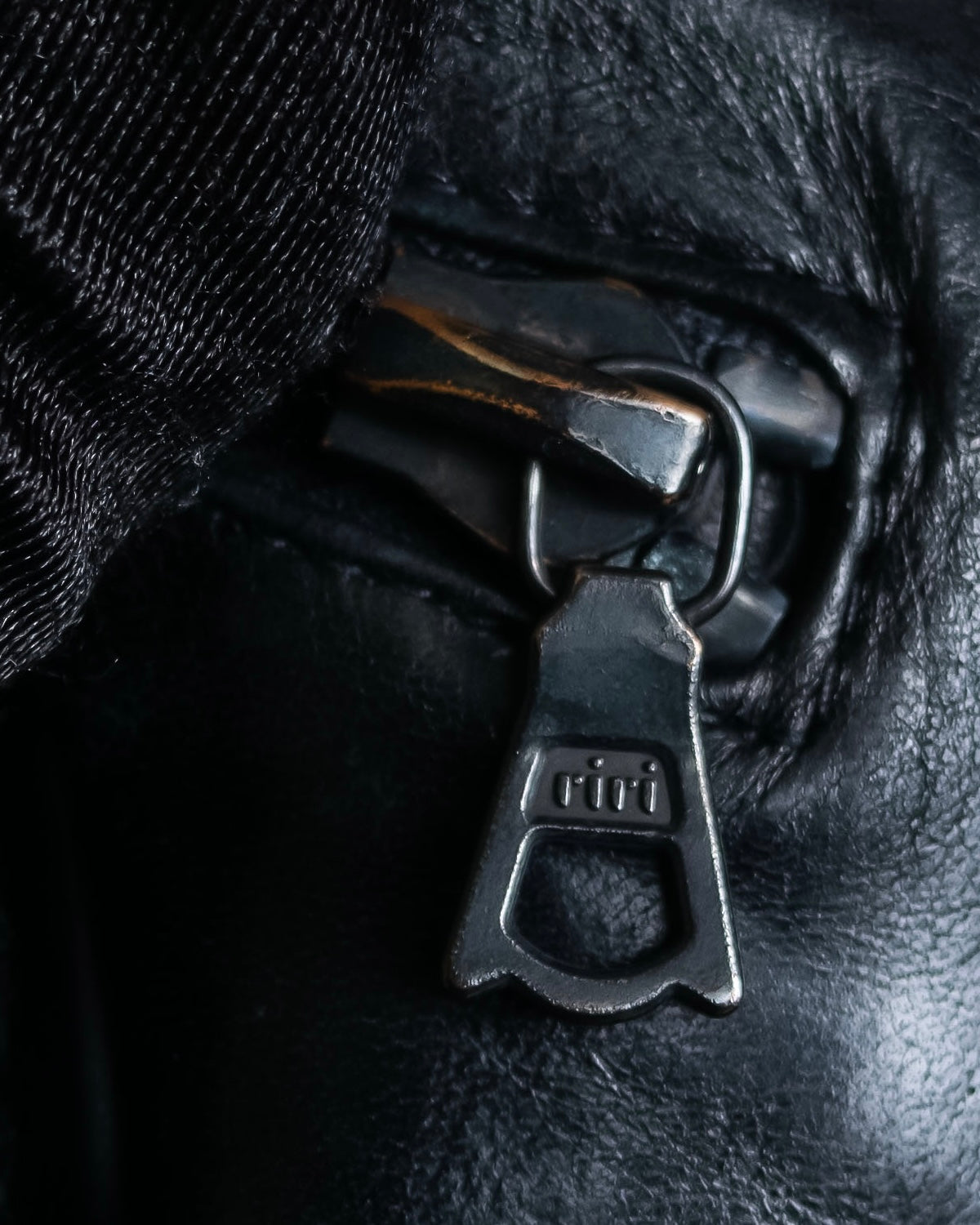 "Claude Montana" Drawcord detail stand-up collar leather blouson