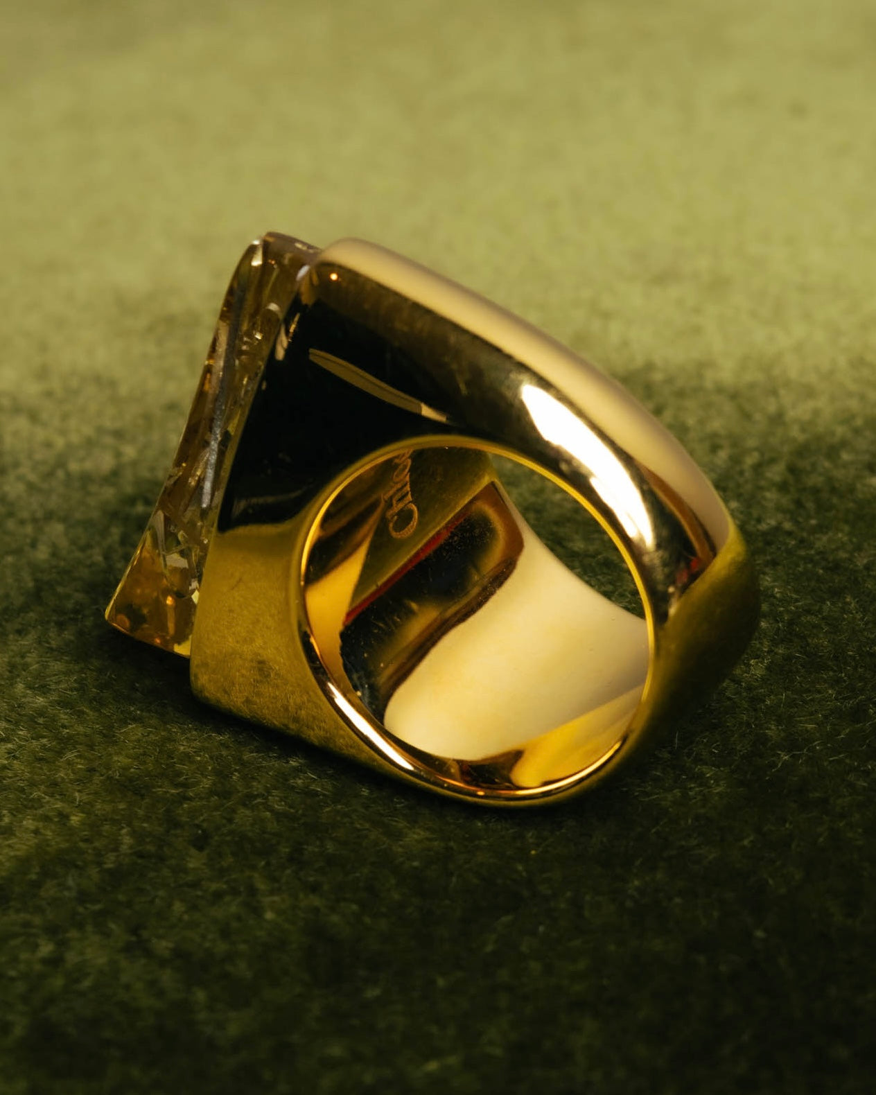 "Chloé" 2010's Amber resin statement ring