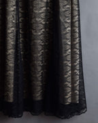 "LANVIN en Bleu" Flowers black lace layered skirt