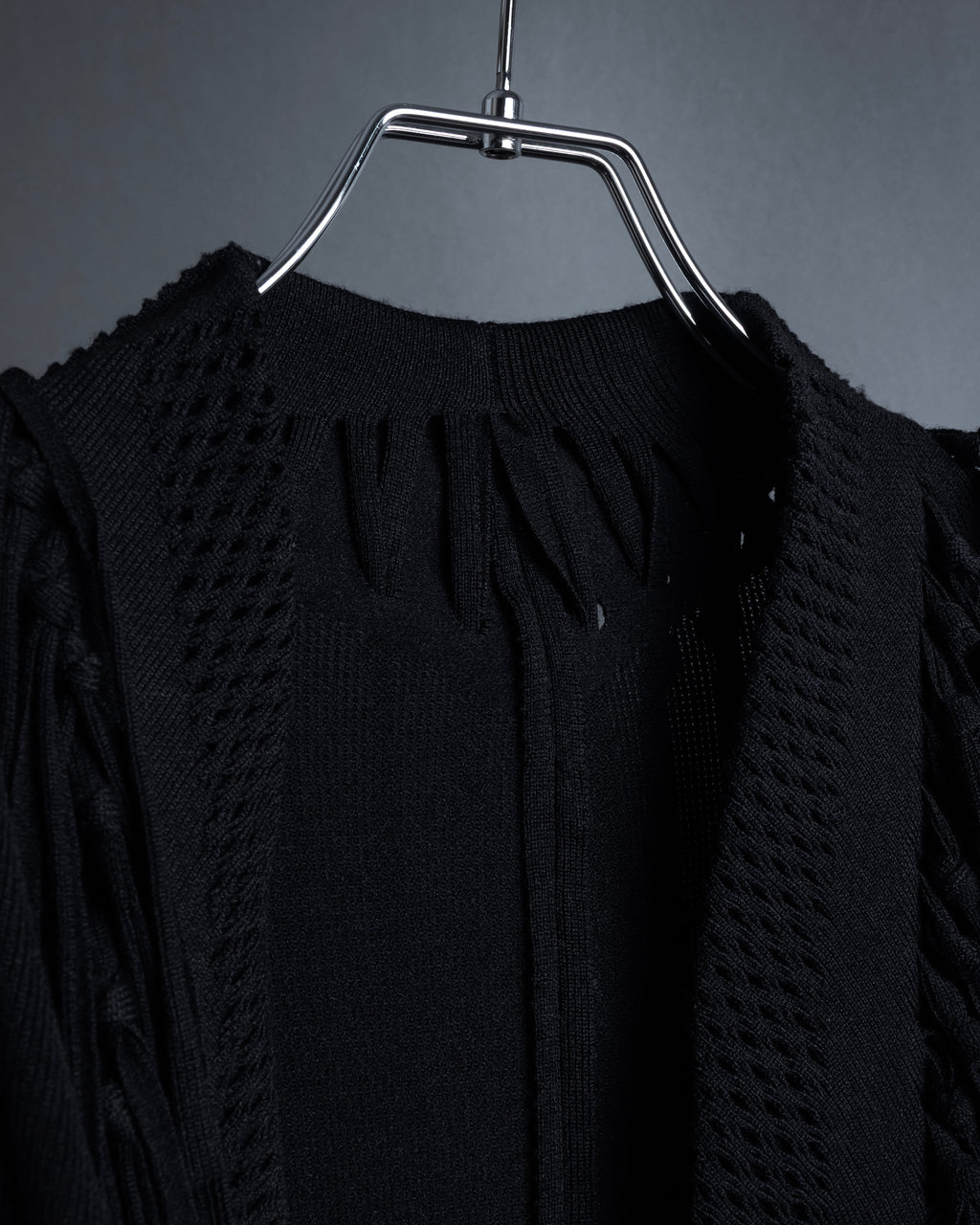 "ISSEY MIYAKE" 01AWRough knit fringe design cardigan