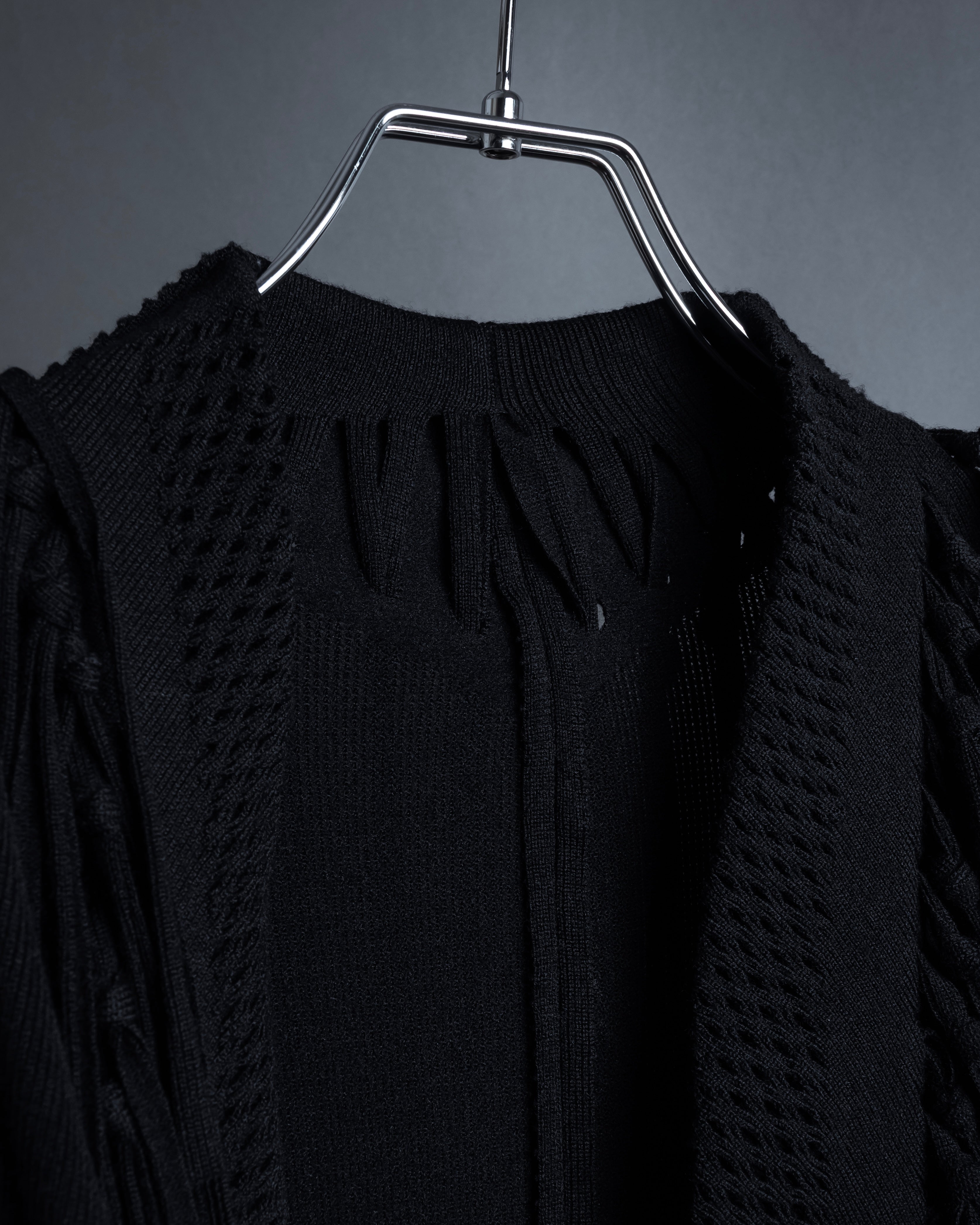 "ISSEY MIYAKE" 01AWRough knit fringe design cardigan