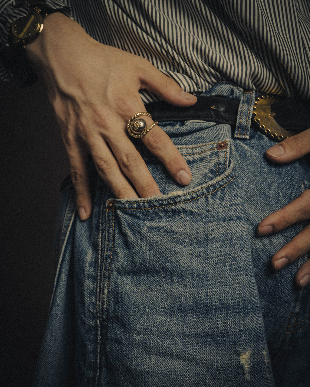 -SPECIAL- “SAINT LAURENT” 2023’s Long extreme baggy faded denim jeans