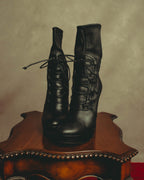 –SPECIAL– "Miu Miu" 00's–10's Sculptural platform lace up ankle boots