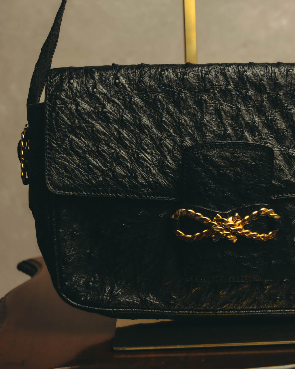 -SPECIAL- “CELINE“ 00’s-10’s Ostrich embossed leather shoulder bag