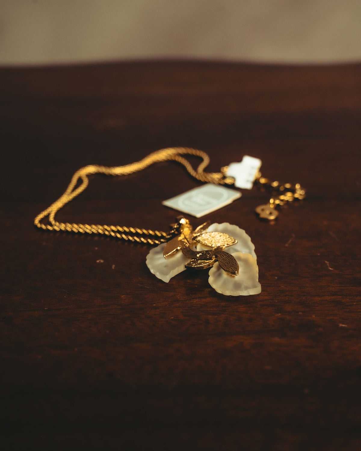 "Christian Dior" 70's-80's Sculptural leaf pendant necklace