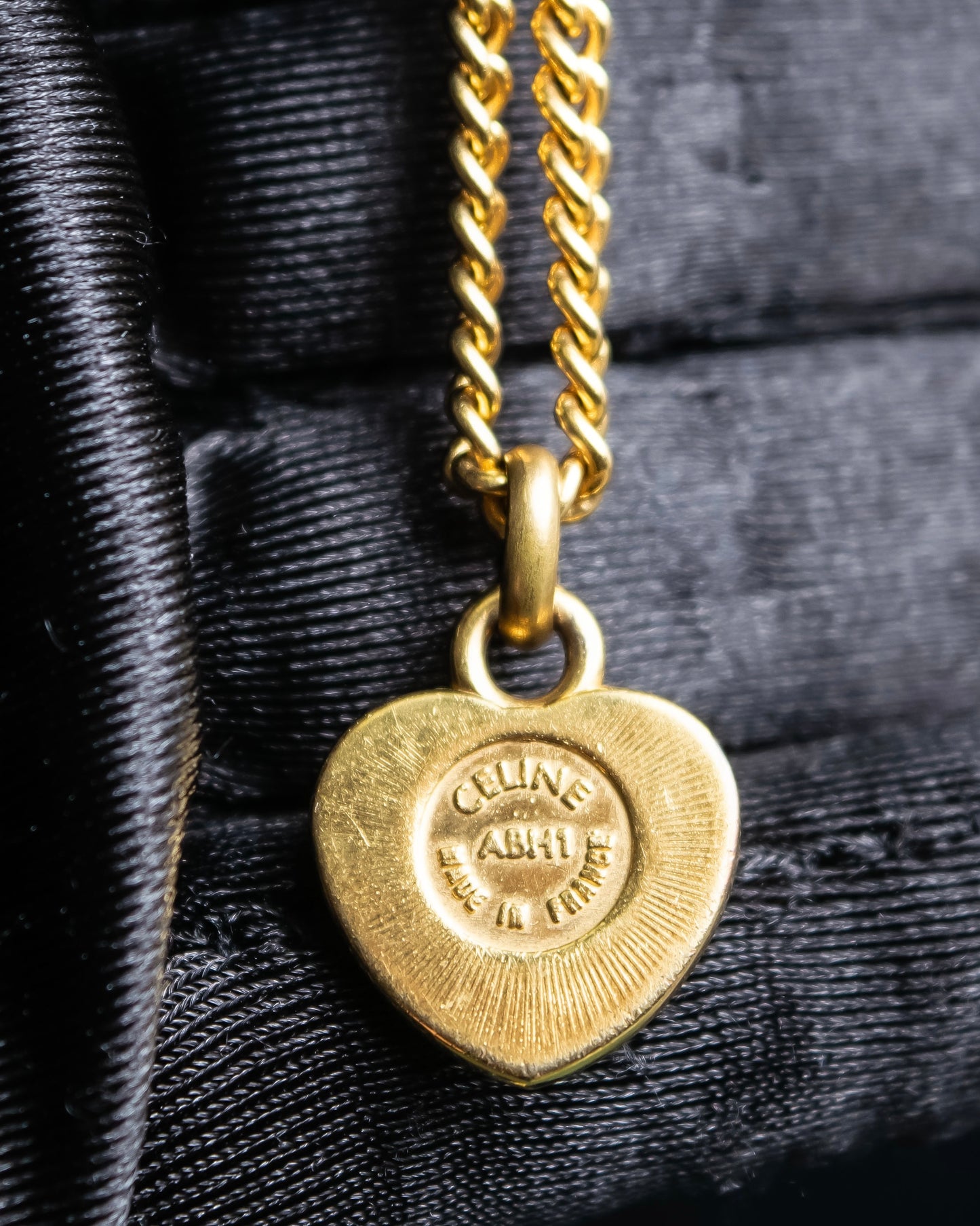 "CELINE" Heart motif logo engraved pendant