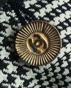 "CHANEL" Coco mark button fly detail houndstooth pattern wide slacks