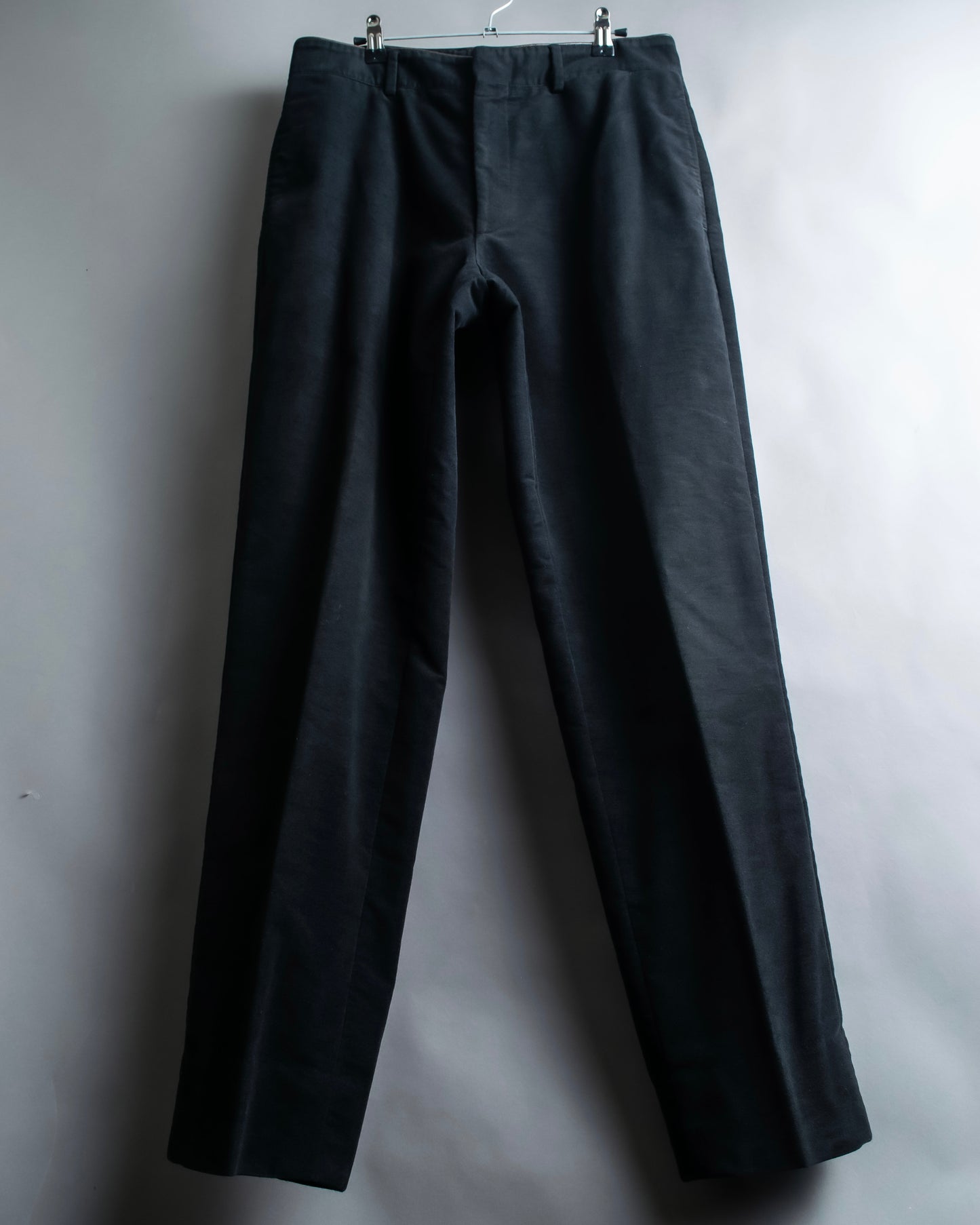 "HERMES" Leather trimmed design tapered pants