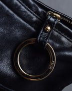 "FENDI" Gold metal gatherd design leather one-shoulder bag