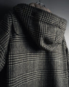 “Harris Tweed” Hooded plaid duffle coat