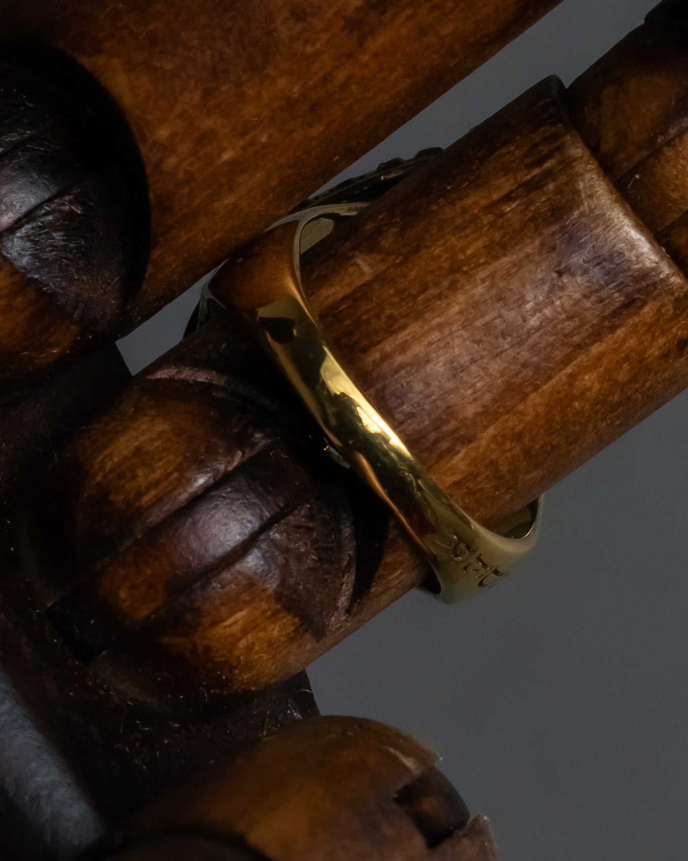 "Alexandar McQueen" Horseshoe motif red stone top ring