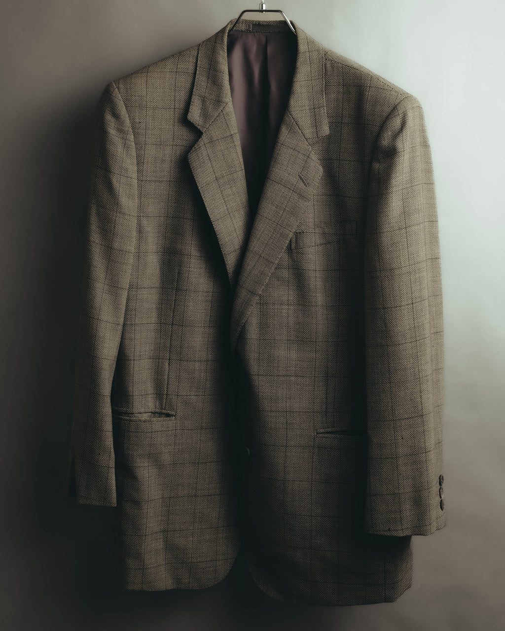 "Pierre Balmain" 80's-90's Windowpane check wool blazer