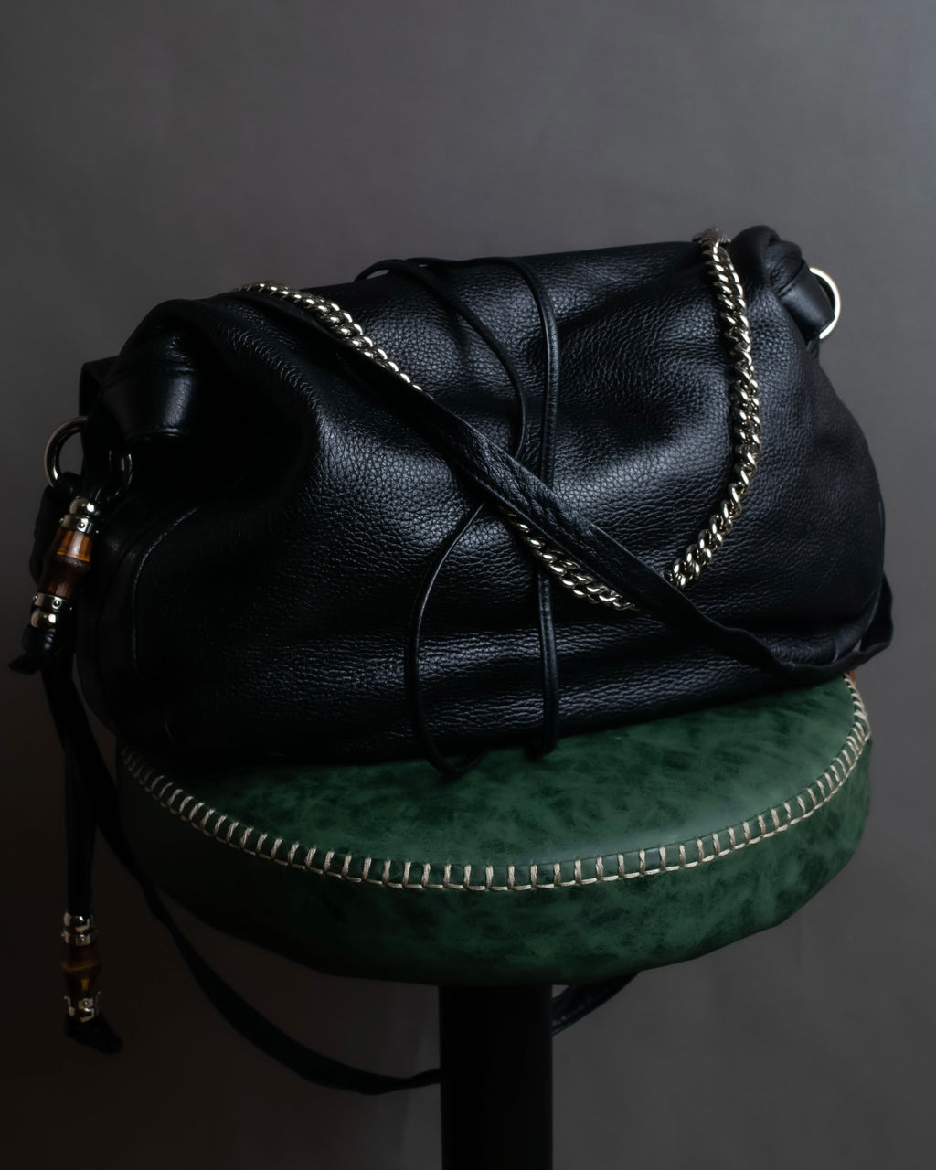 "GUCCI" Bamboo design combination chain shoulder leather bag