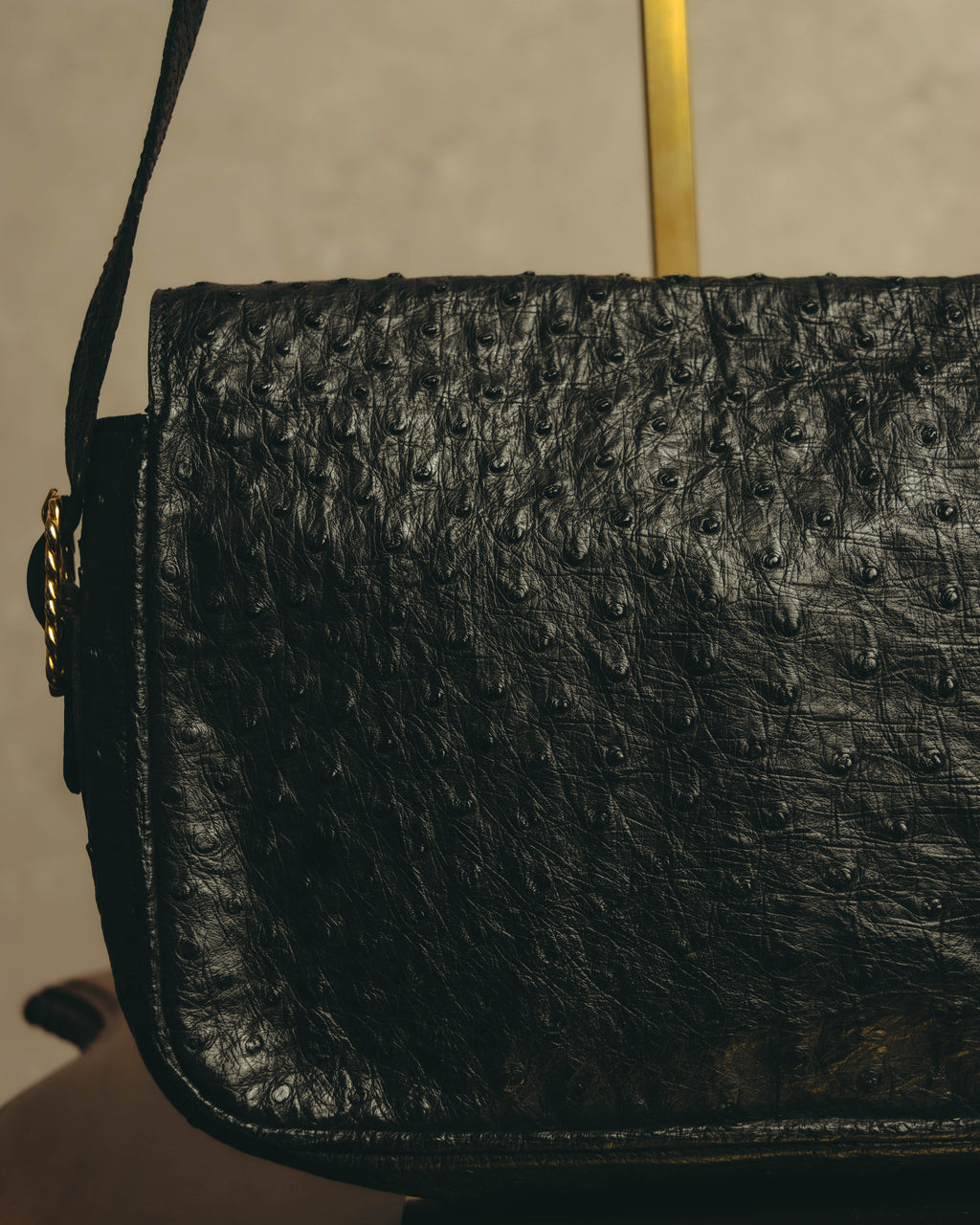 -SPECIAL- “CELINE“ 00’s-10’s Ostrich embossed leather shoulder bag