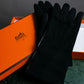 "HERMES" Leather switching design inner brushed feel gloves