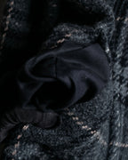 "BURBERRY" Check pattern double zipper hooded coat