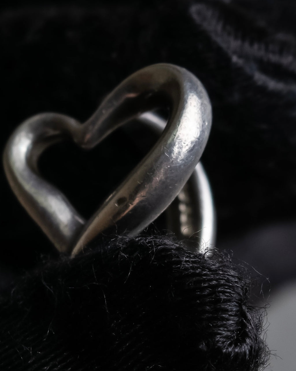 "Tiffany&Co" Elsa Peretti open heart signature silver ring