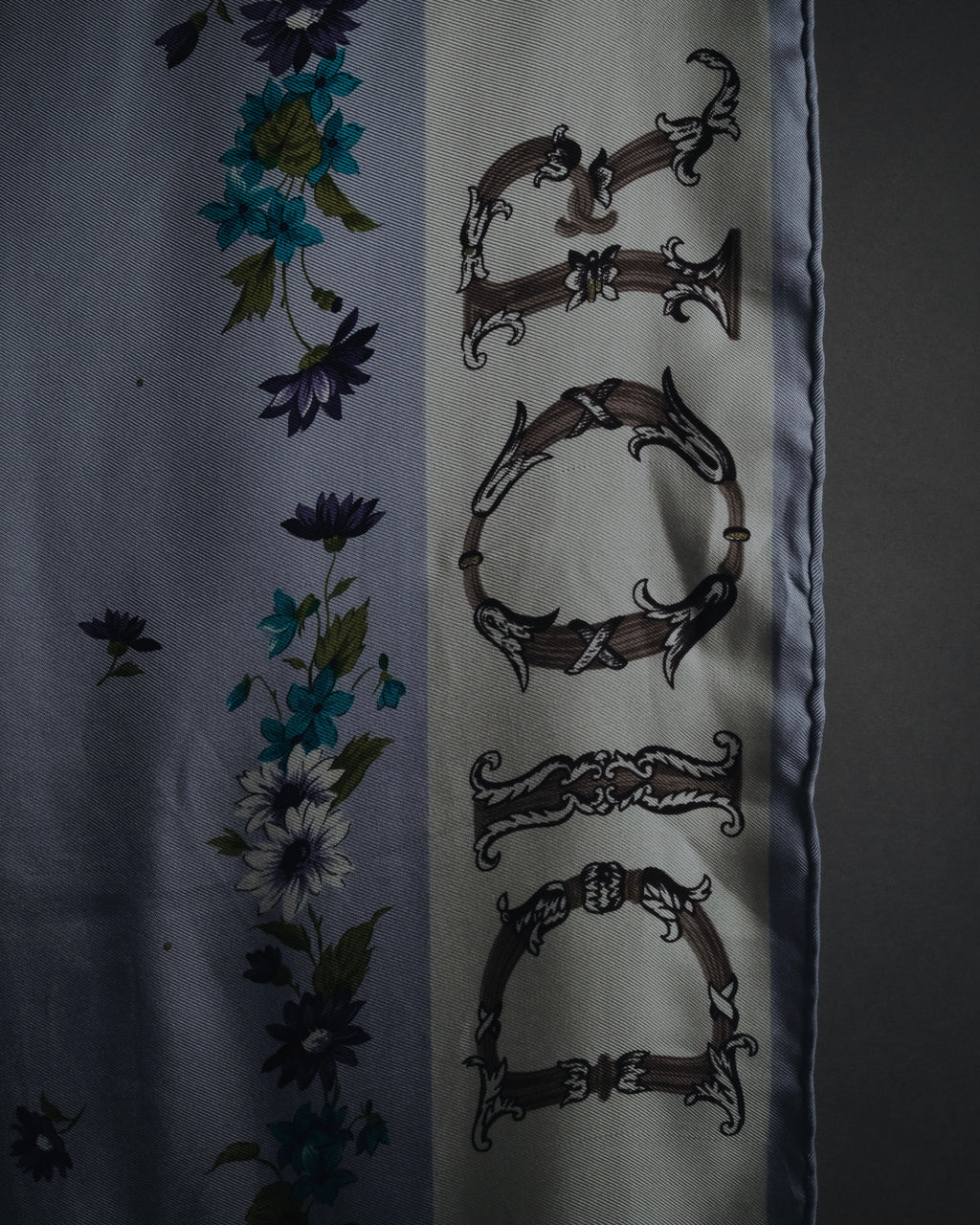 "Christian Dior" 80’s-90’s botanical dior typography silk scarf