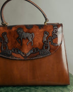 “Catsbro” 00’s-10’s Patinated equestrian leather handbag