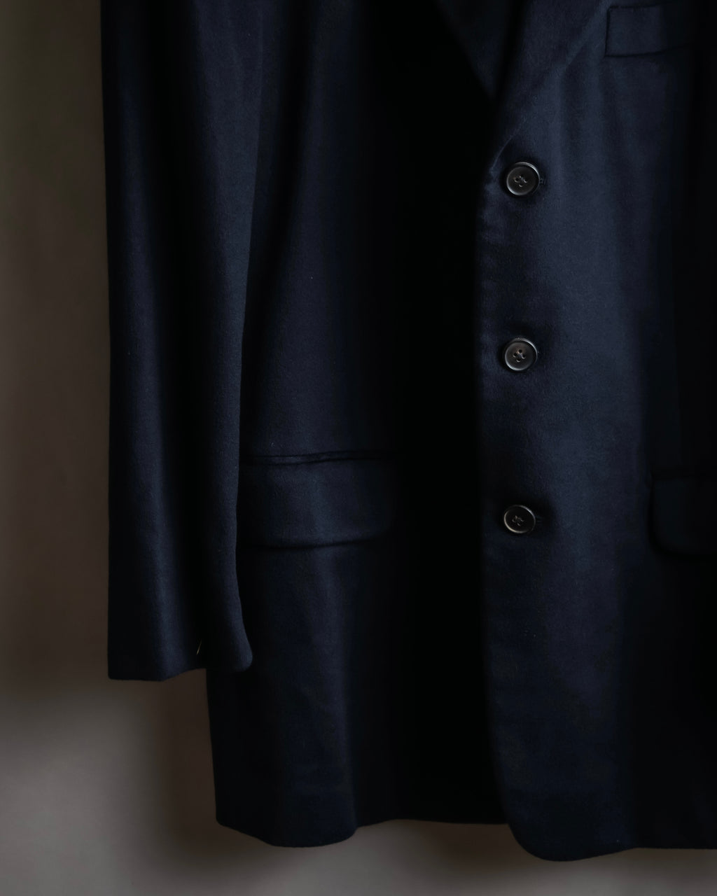 "HERMES" 90's Pure cashmere navy blue tailored jacket
