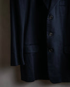 "HERMES" 90's Pure cashmere navy blue tailored jacket