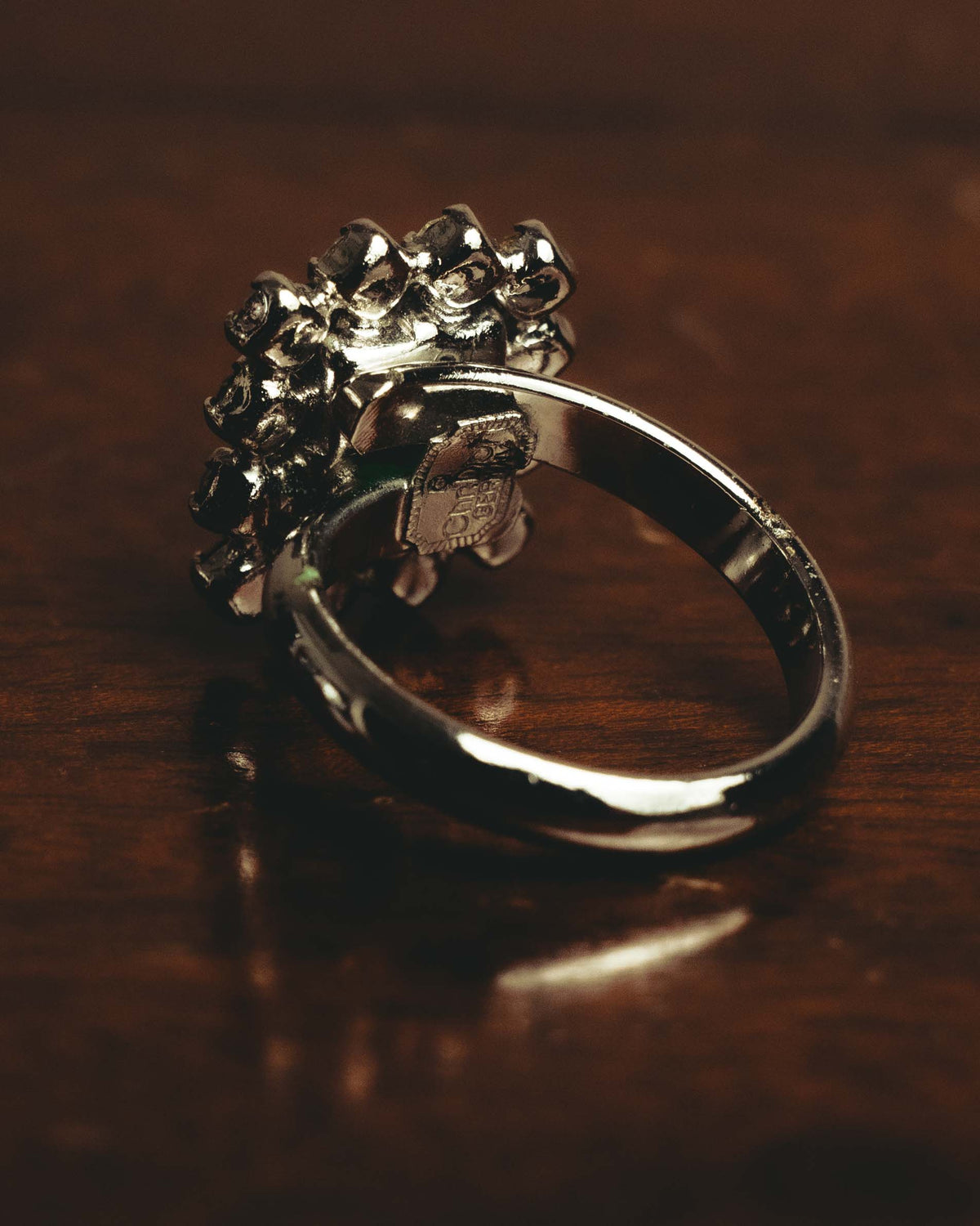 "Christian Dior" 70's-80's Emerald halo costume ring