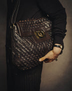 -SPECIAL- “Salvatore Ferragamo” 00’s-10’s Leather scale appliqué gancini shoulder bag