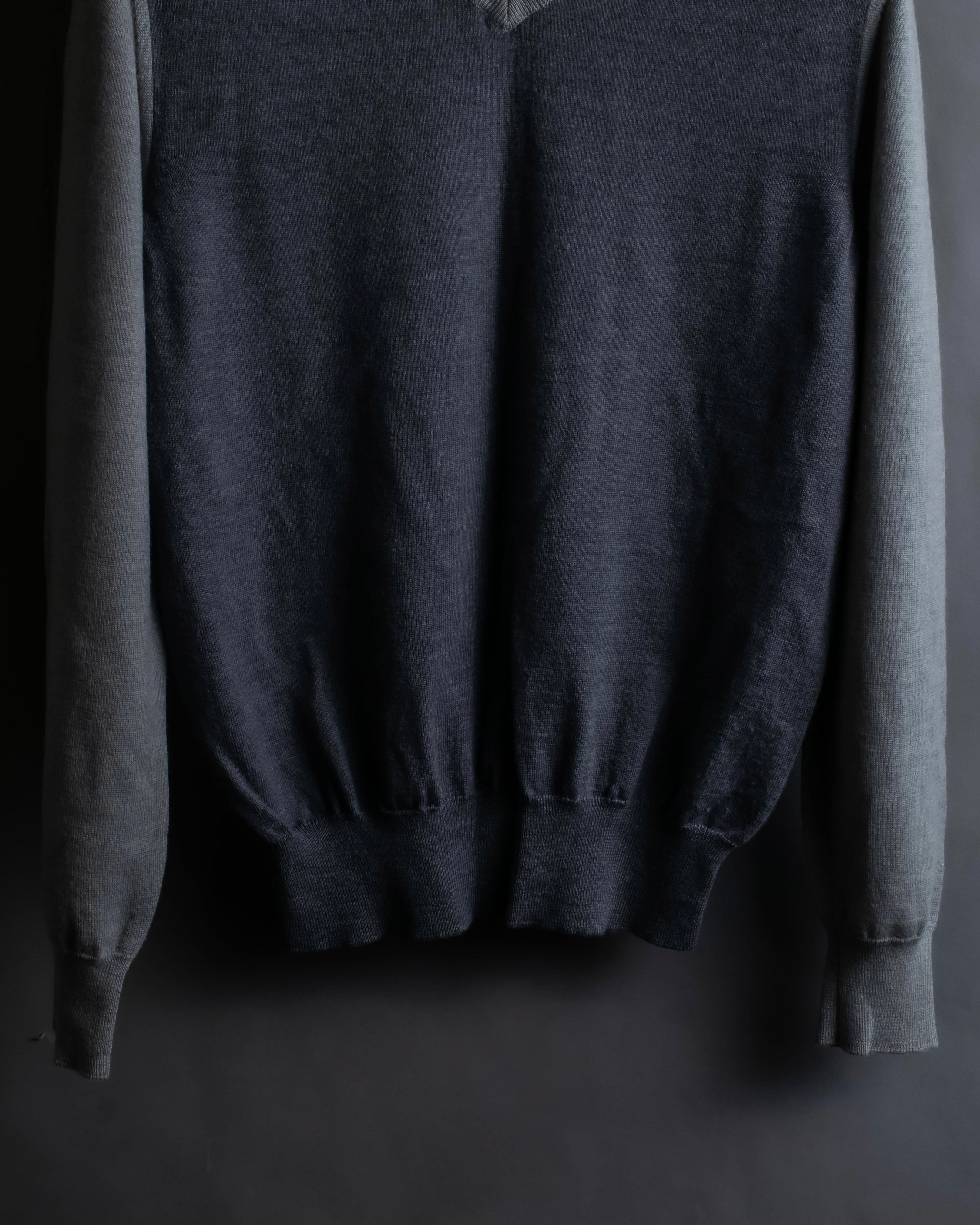 "Maison Martin Margiela" 2008SS two-tone V-neck knit