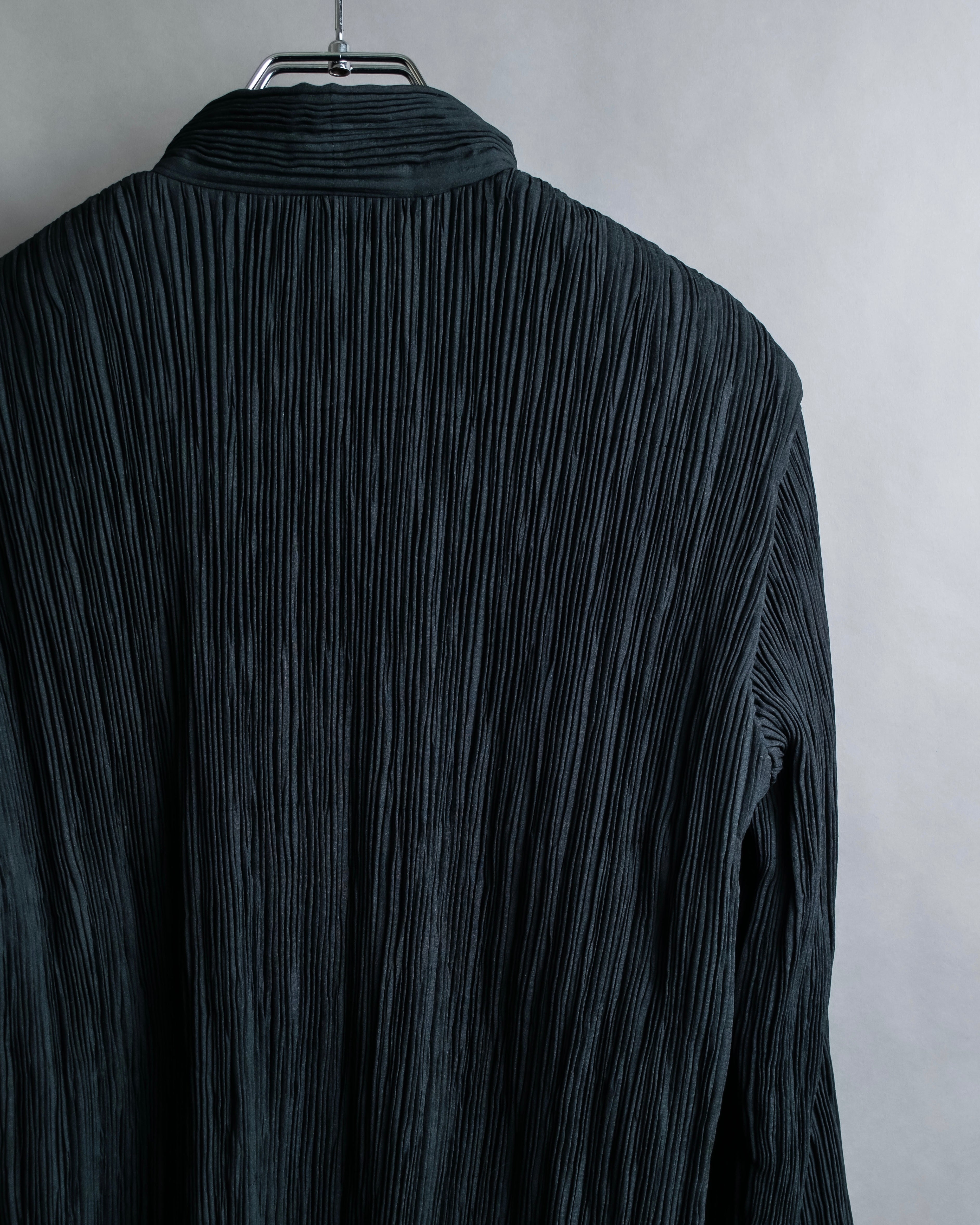 "ISSEY MIYAKE" Pleated vertical line shirt jacket