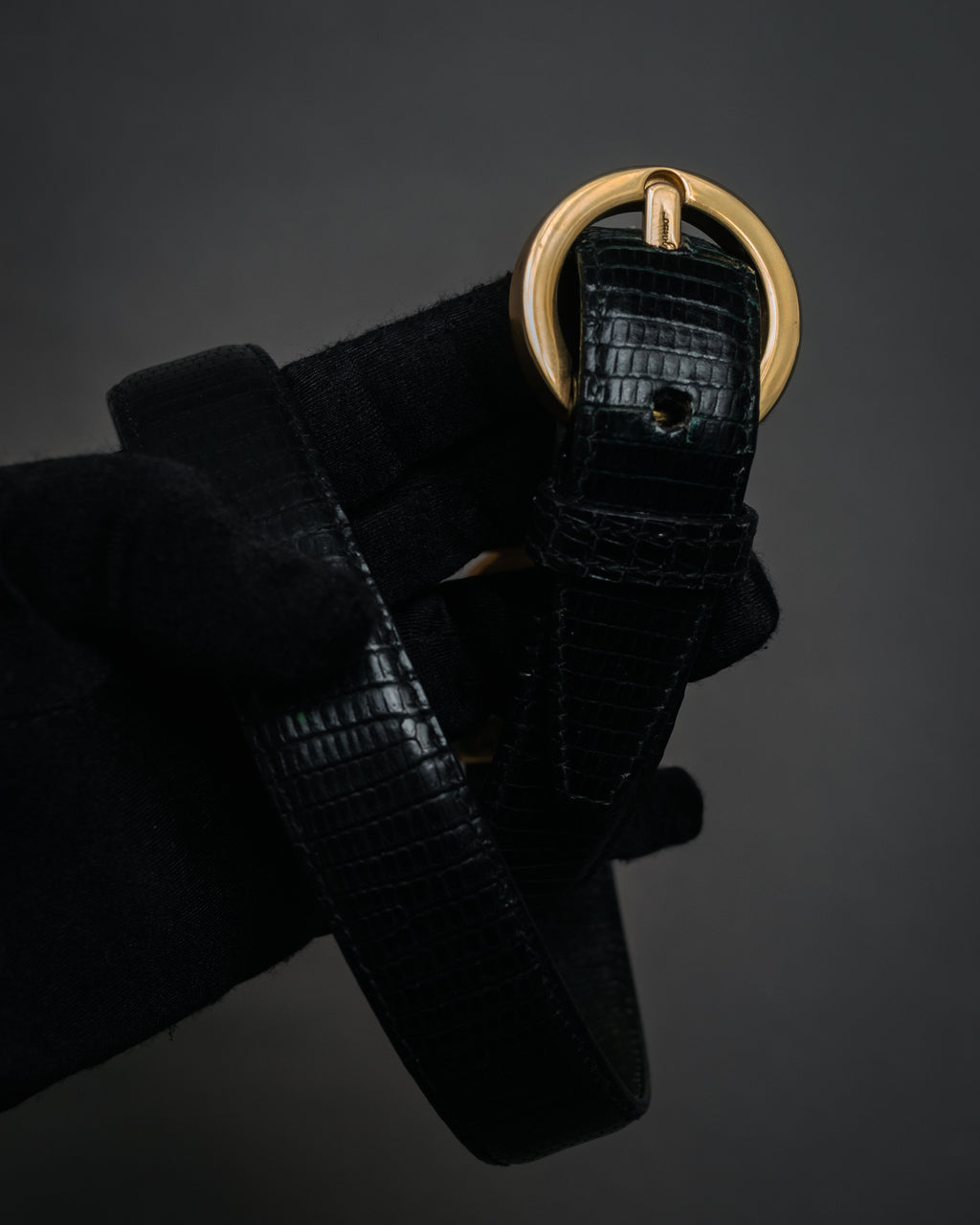 “Salvatore Ferragamo” 90’s Lizard leather double gancini belt