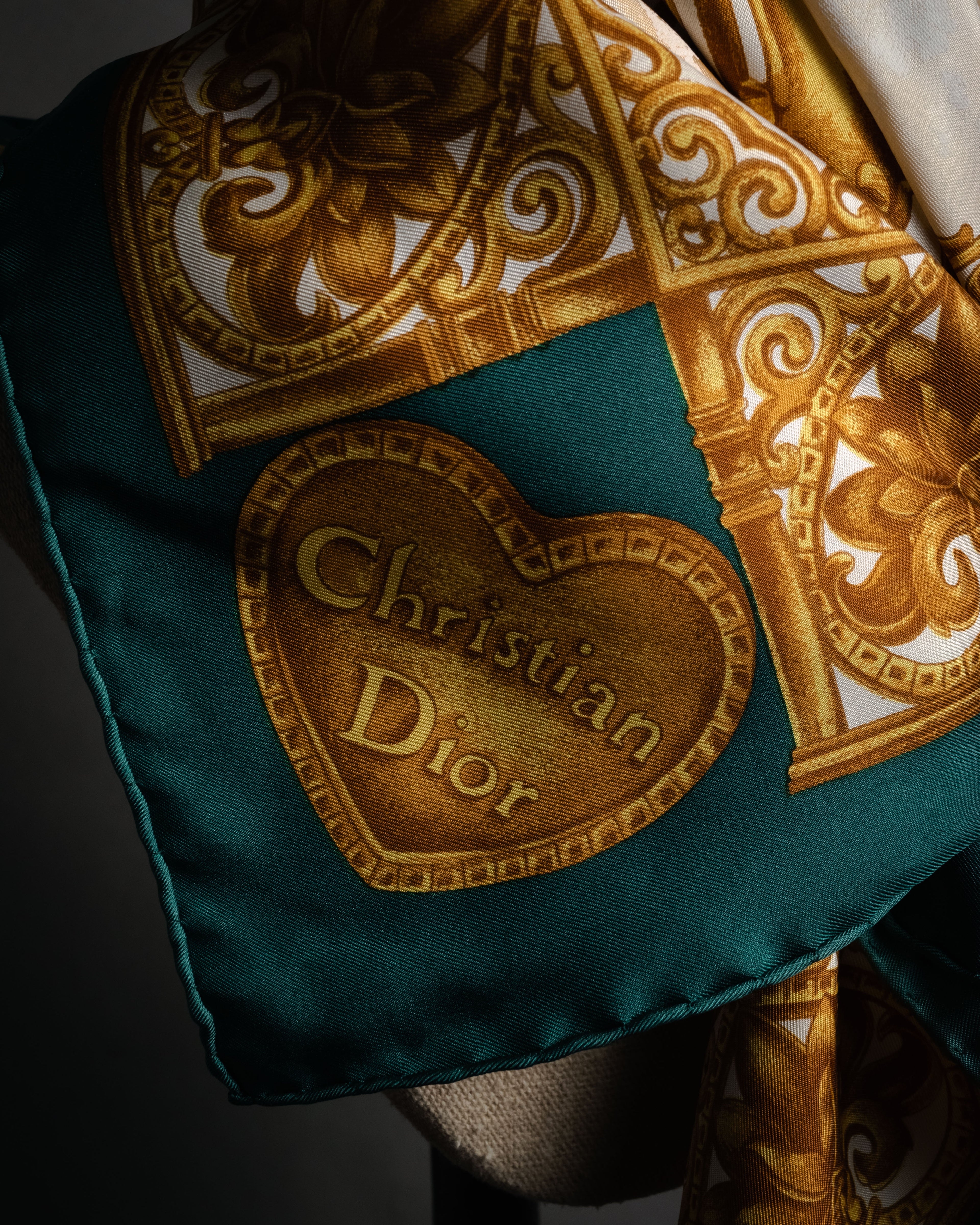 “Christian Dior” 80’s-90’s Baroque lamp motif silk scarf
