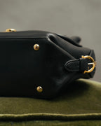 –SPECIAL– “Salvatore Ferragamo“ 00’s-10’s Black leather dome handbag