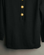 -SPECIAL- “Yves Saint Laurent” 90’s crochet collar pearl button knit pullover