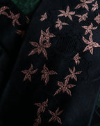 "JEAN PAUL GAULTIER" Leaf motif embroidered silk neck tie