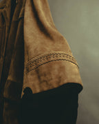-SPECIAL- “LOEWE” 70’s-80’s Perforated trim suede long jacket
