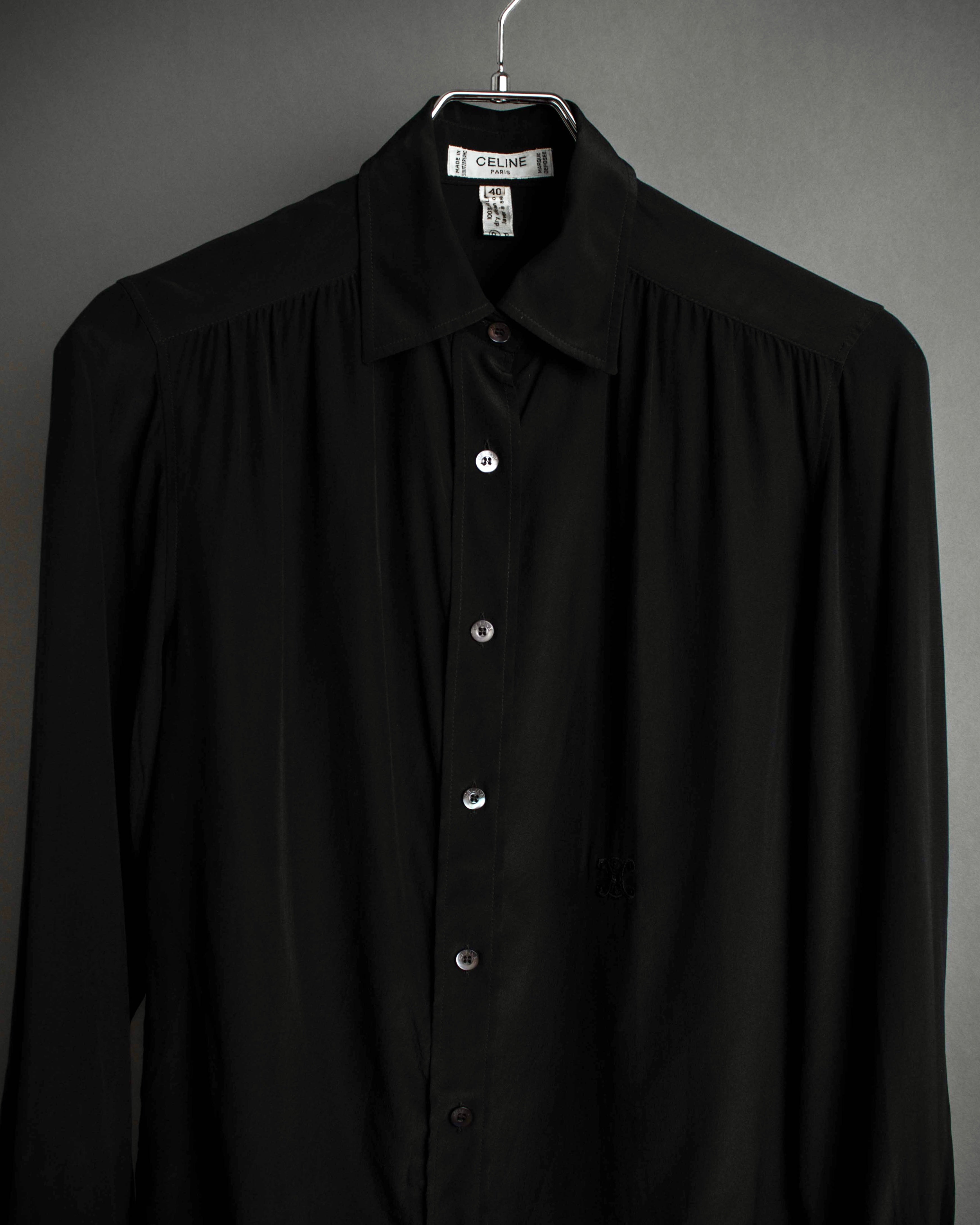 "CELINE" Triomphe embroidered design silk shirt