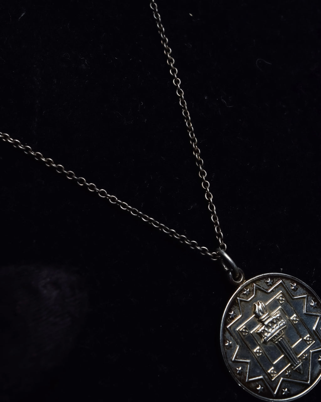 "Tiffany&Co" Olympic torch motif sterling silver necklace