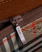 "BURBERRYS" Horizontally shaped brown leather one-handle bag